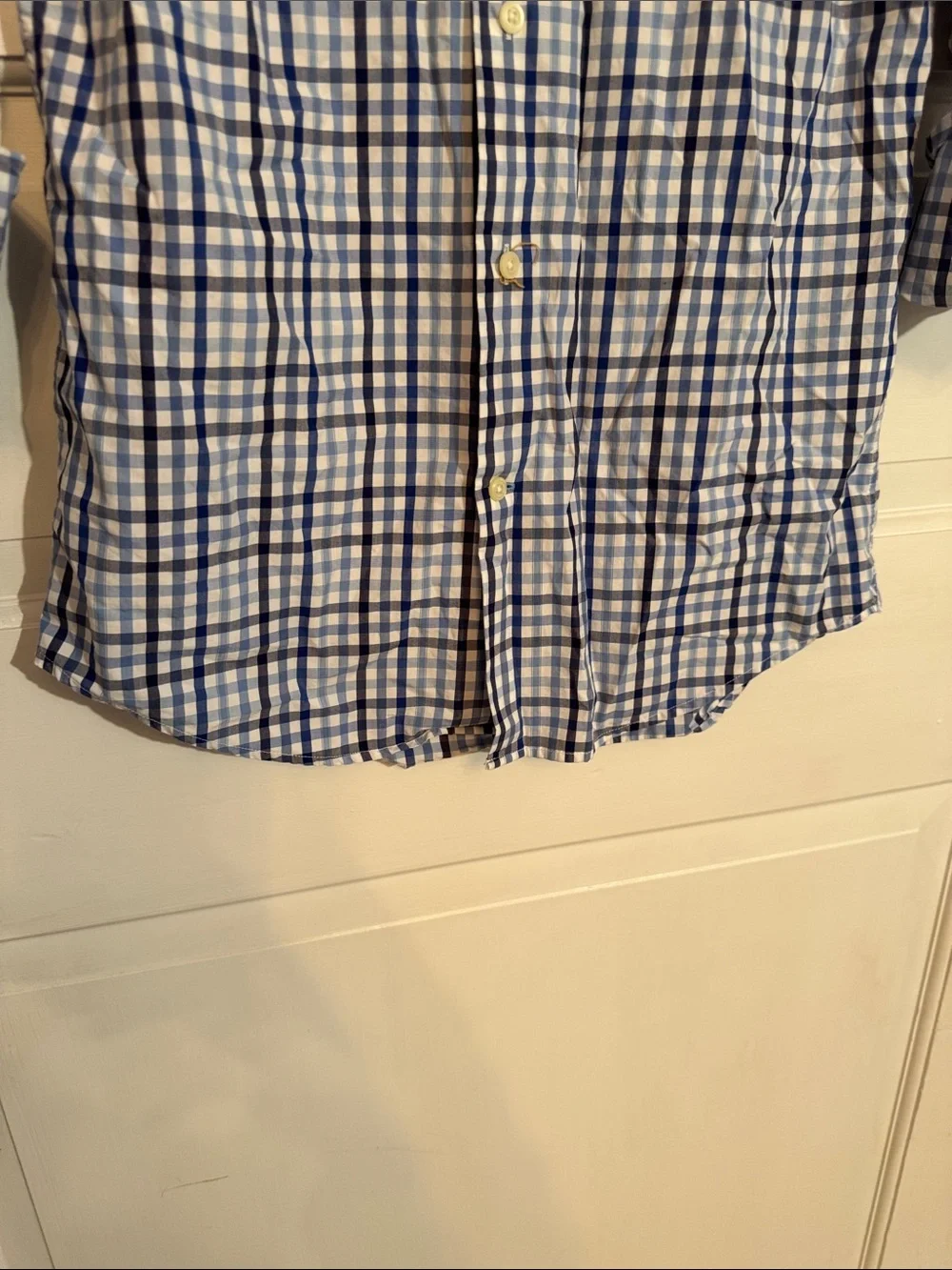 Banana Republic Men’s White and Blue Check Button-Down Shirt